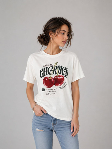 تیشرت طرح دار پینترستی لش چری (cherries)