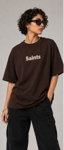 تیشرت باکسی طرح دار زنانه saints