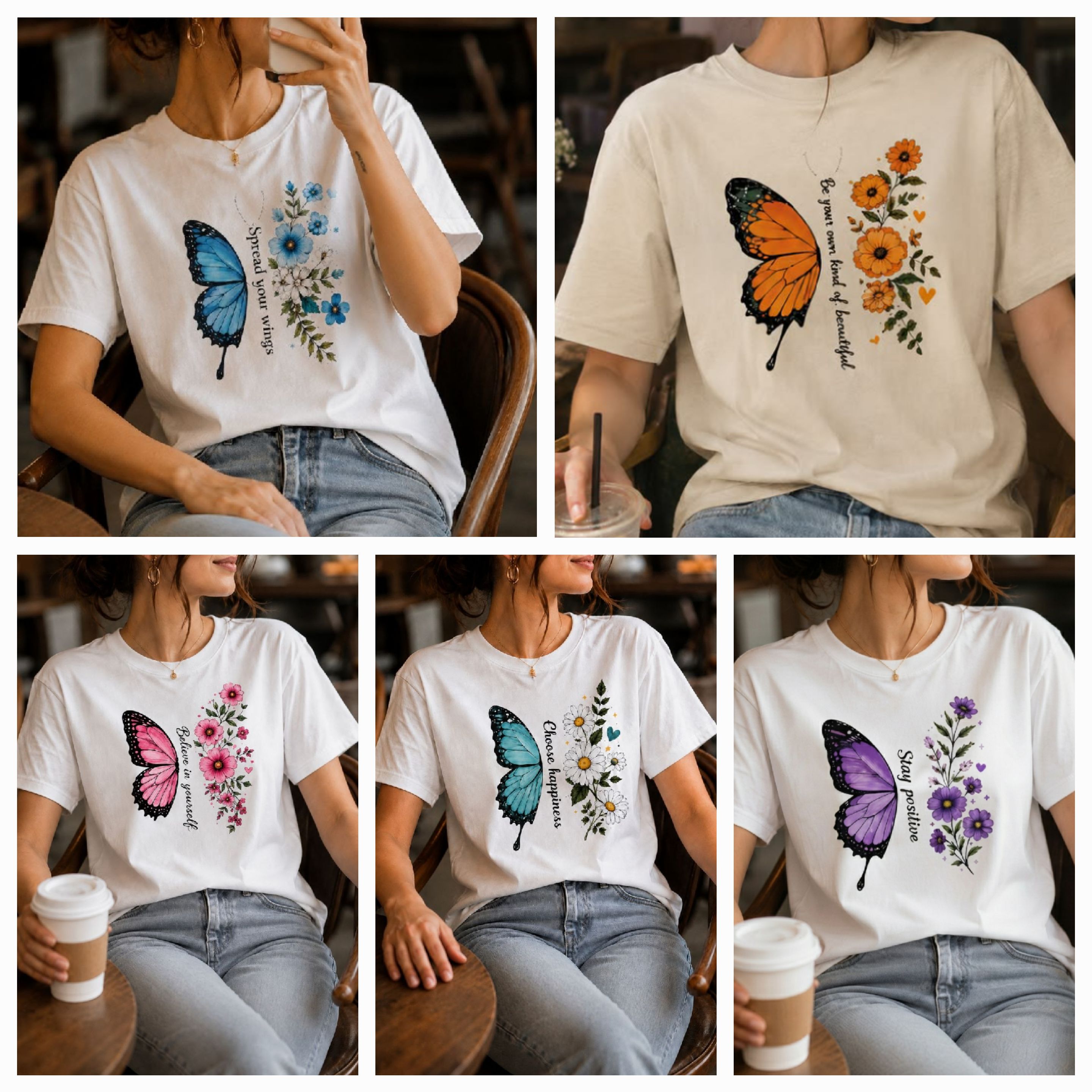 تیشرت طرح دار سامری پروانه butterfly